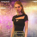 OPT-491TDF Gothic Mesh T-Shirt Crop Top Women Sexy Club Camis Women 2021 New Arrival Streetwear Fashion Punk Clothing Girl Graph